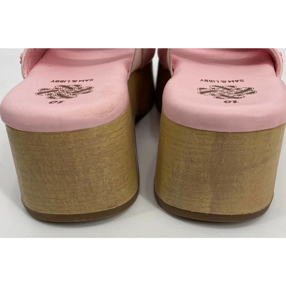 Sam & Libby Indie Womens SZ 10 Bow Y2K Platform Mules Pink Barbie Doll Sandals - Picture 8 of 8